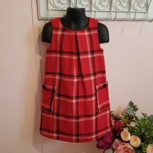 Baby Gap wool pinafore jumper in red plaid